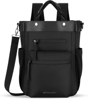 Sherpani Soleil, Anti Theft Convertible Backpack, 3 in 1 Tote Bag, Crossbody Purse, 18L Travel Backpack, Travel Gifts for Women, RFID Protection, Metal Hardware, Fits 15” Laptop (Carbon)