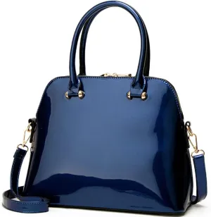 Shiny Patent Leather Handbags and Purses for Women Shell Shoulder Bag Top Handle Totes Evening Party Satchel Black
