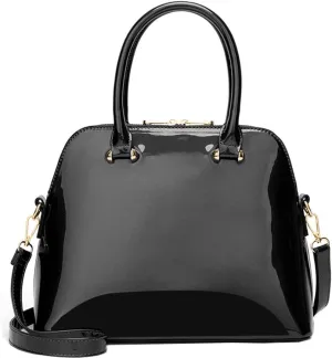 Shiny Patent Leather Handbags and Purses for Women Shell Shoulder Bag Top Handle Totes Evening Party Satchel Black