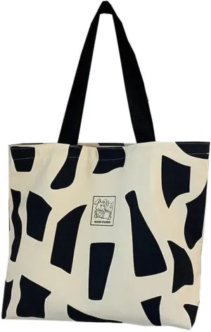 Shopping Bag Tote Bag Canvas Reusable Shoulder Bag handbag with inside pocket for shopper everyday life
