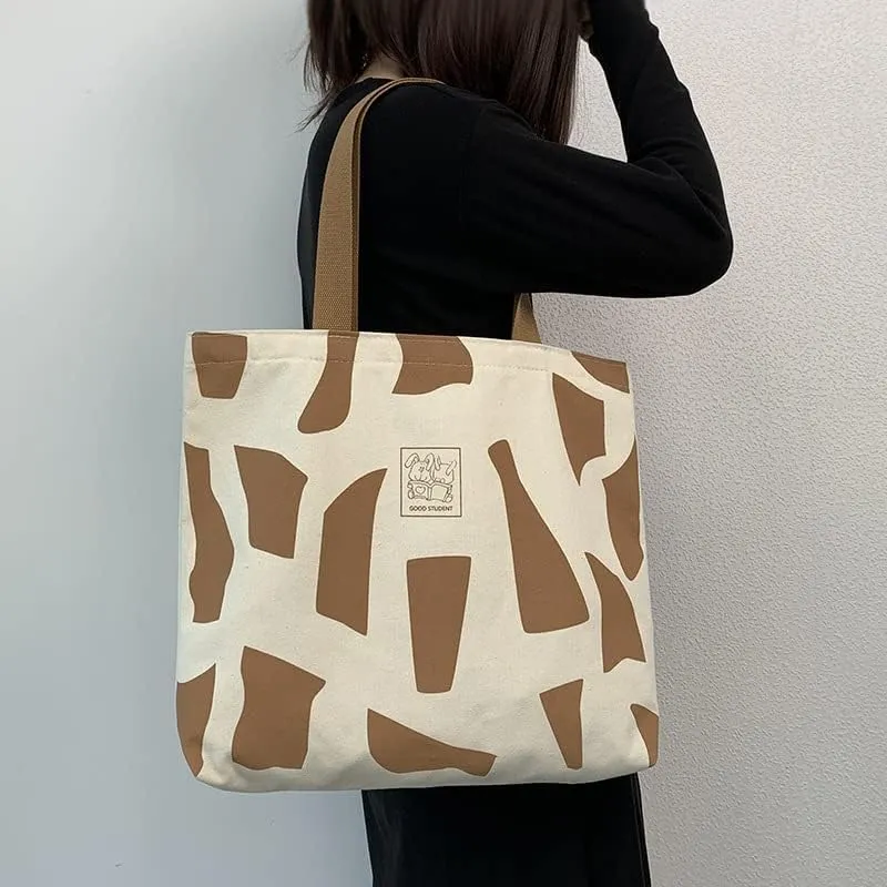 Shopping Bag Tote Bag Canvas Reusable Shoulder Bag handbag with inside pocket for shopper everyday life