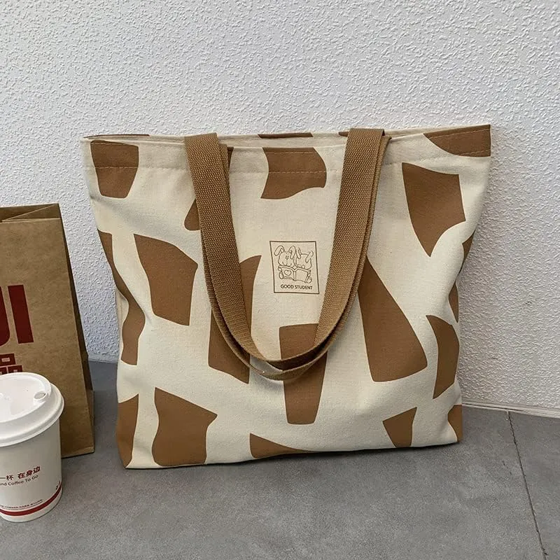 Shopping Bag Tote Bag Canvas Reusable Shoulder Bag handbag with inside pocket for shopper everyday life