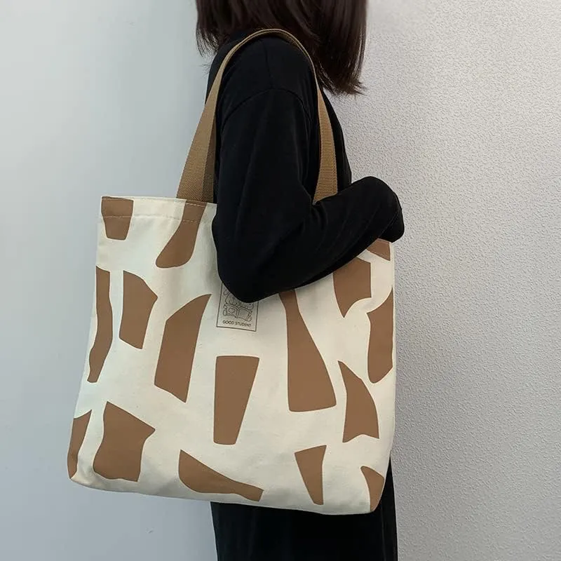 Shopping Bag Tote Bag Canvas Reusable Shoulder Bag handbag with inside pocket for shopper everyday life