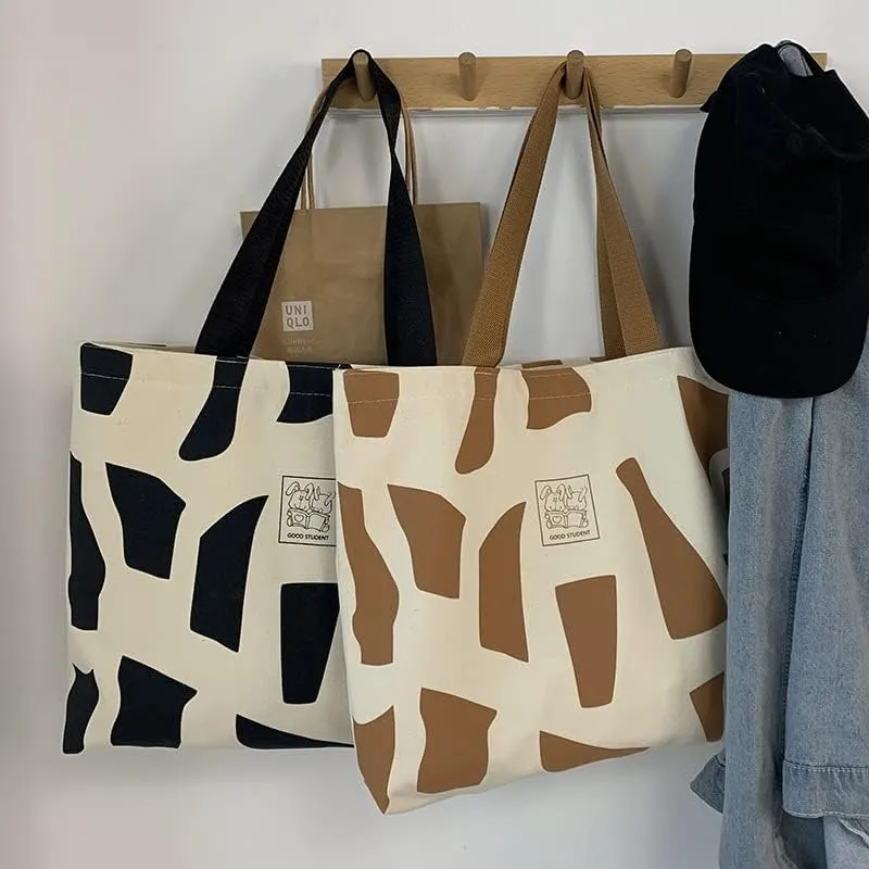 Shopping Bag Tote Bag Canvas Reusable Shoulder Bag handbag with inside pocket for shopper everyday life