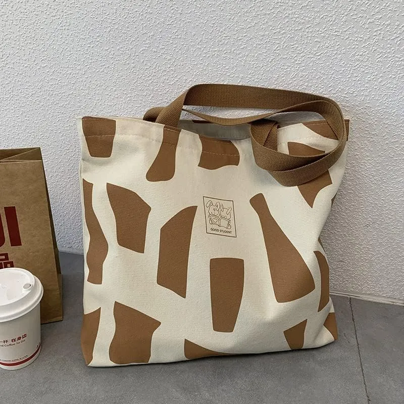 Shopping Bag Tote Bag Canvas Reusable Shoulder Bag handbag with inside pocket for shopper everyday life