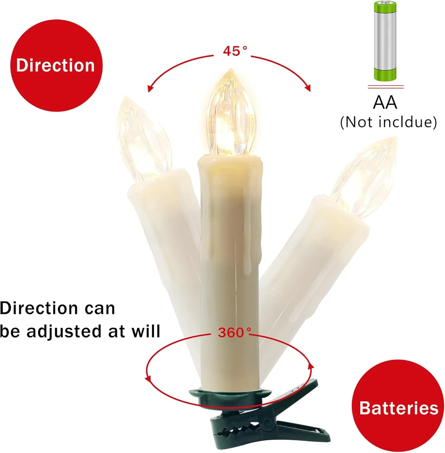 Short Candlesticks LED Taper Candle, Remote Candle Sticks Battery Operated Chandelier Flameless Candles with Clip Flickering Warm White Lights for Wedding Party Baroque Chandelier,4inches
