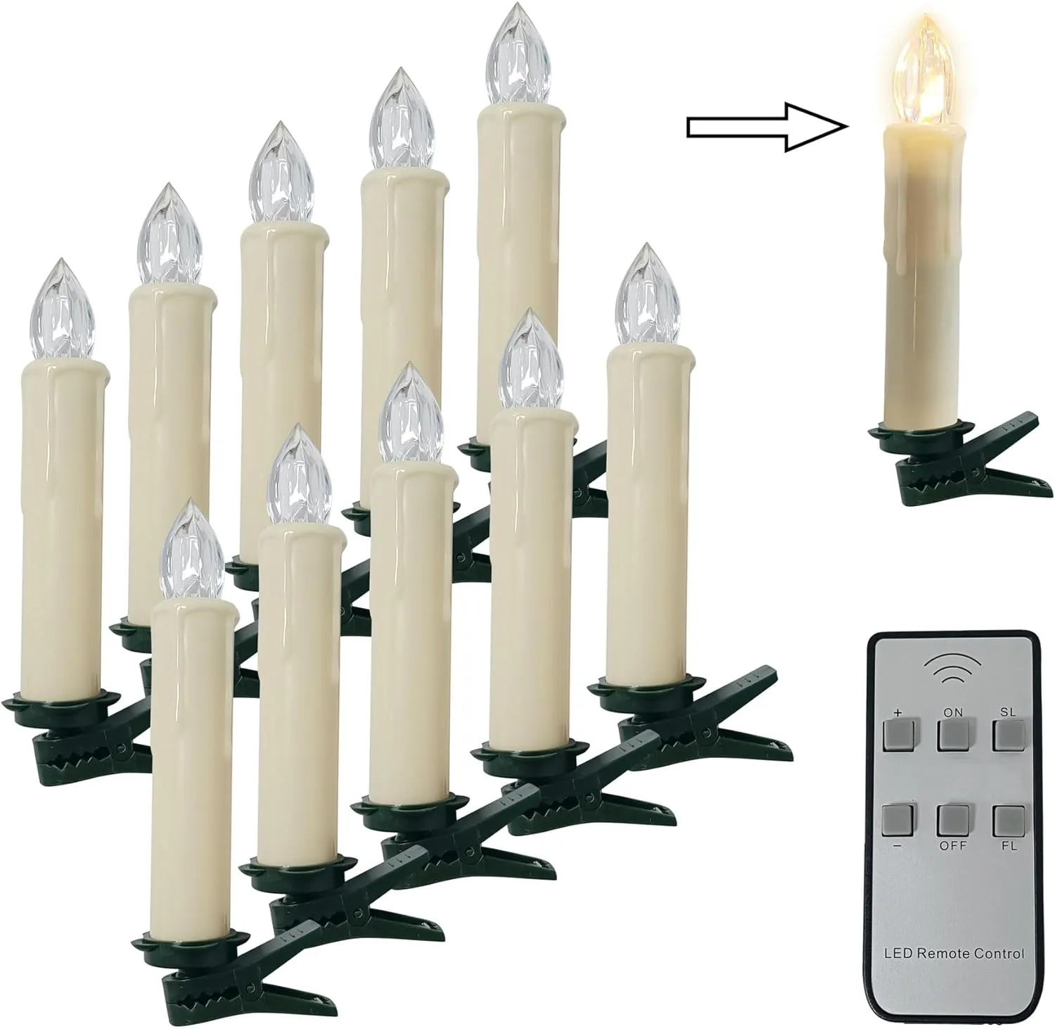 Short Candlesticks LED Taper Candle, Remote Candle Sticks Battery Operated Chandelier Flameless Candles with Clip Flickering Warm White Lights for Wedding Party Baroque Chandelier,4inches