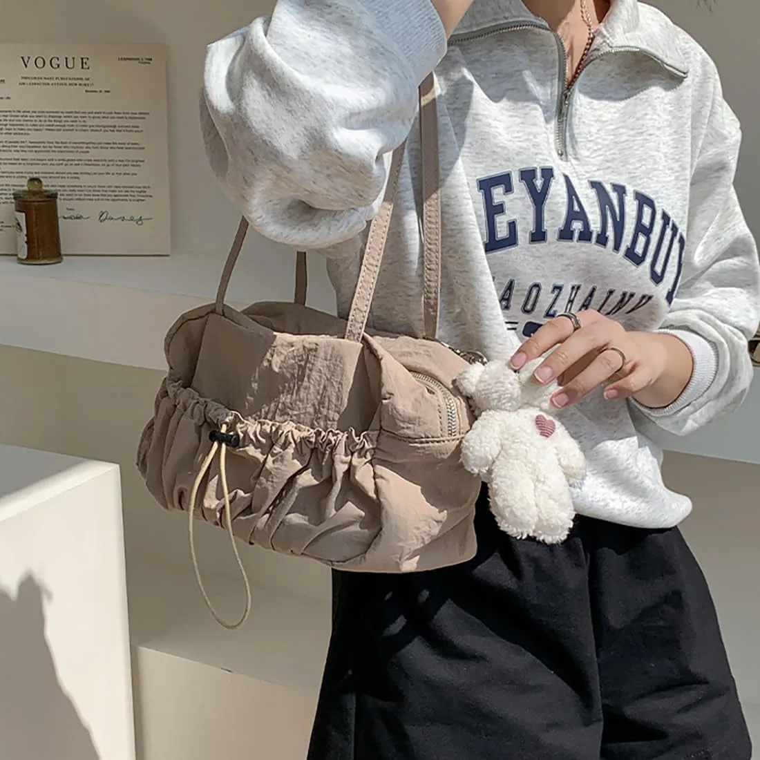 Shoulder Bag for Women Casual Top Handle Bag Designer Nylon Tote Bags Lightweight Hobo Handbags