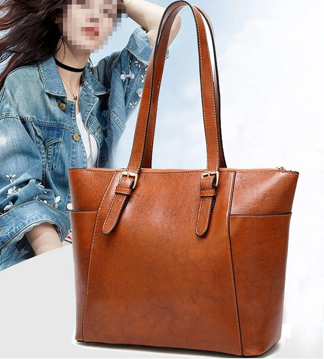 Shoulder Bags Handbags and Purses for Women Smooth PU Leather Top-Handle Bags Totes