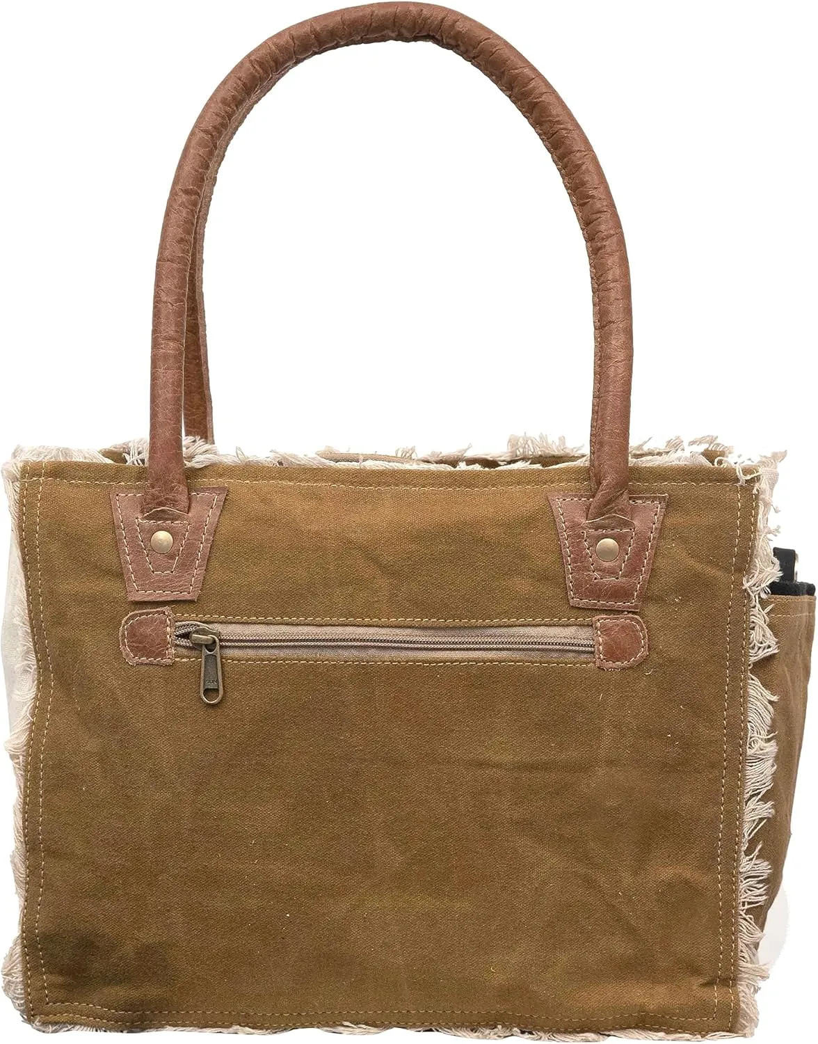 Shy Shy Bags Sel De Mer Canvas & Cowhide Tote Bag - Upcycled Radiant Leather Hand Bag