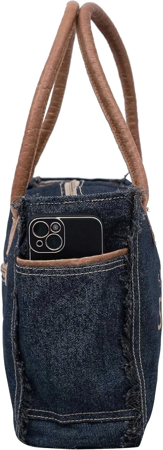 Shy Shy Bags Sel De Mer Canvas & Cowhide Tote Bag - Upcycled Radiant Leather Hand Bag