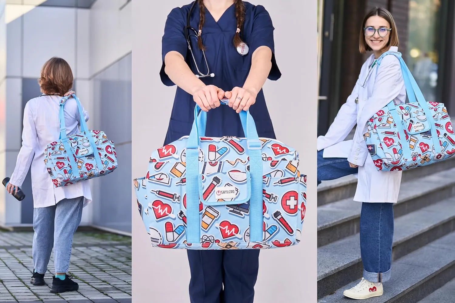 SHYLERO Nurse Bag with 21 Pockets - Big, Waterproof Medical Utility Tote for Daily Use