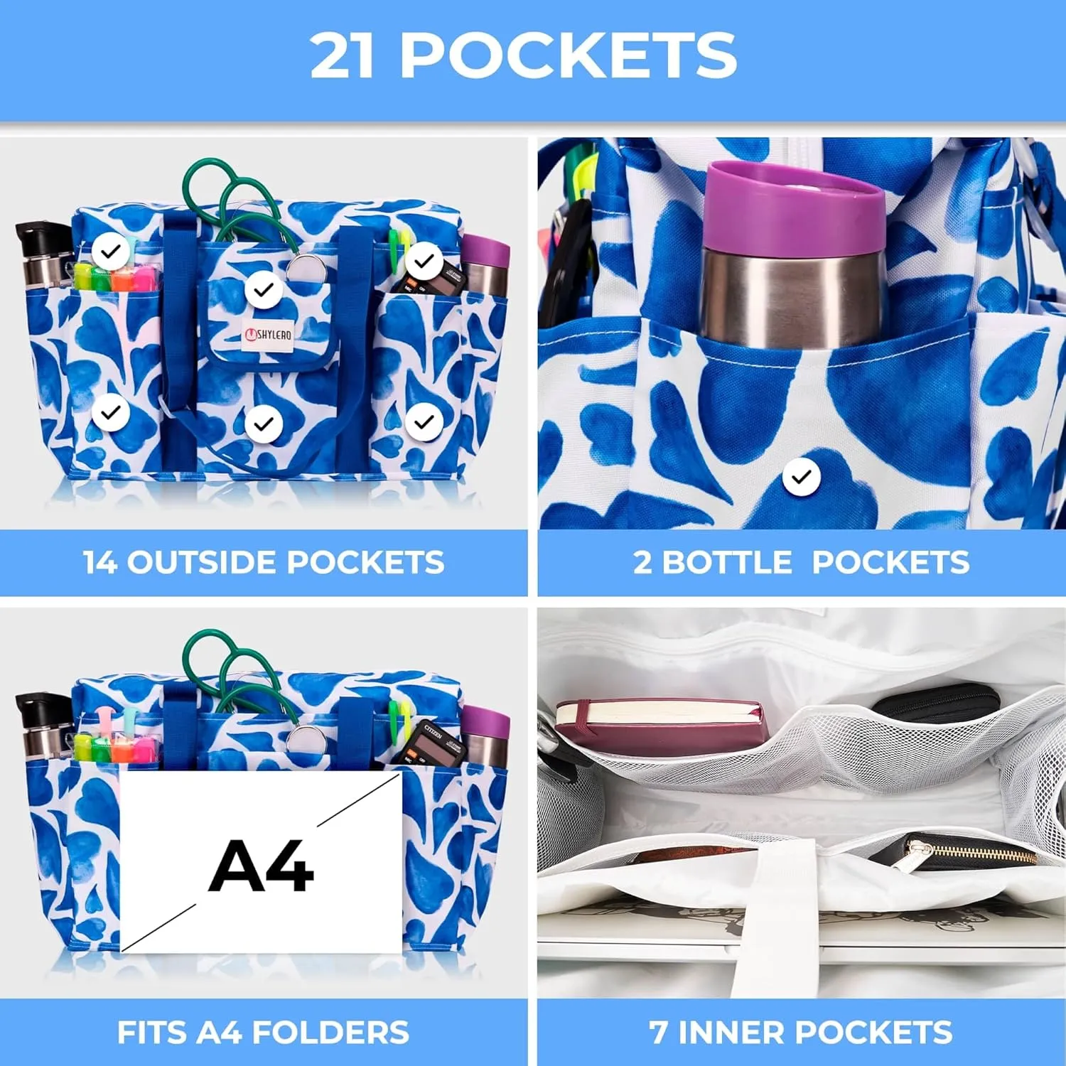 SHYLERO Nurse Bag with 21 Pockets - Big, Waterproof Medical Utility Tote for Daily Use