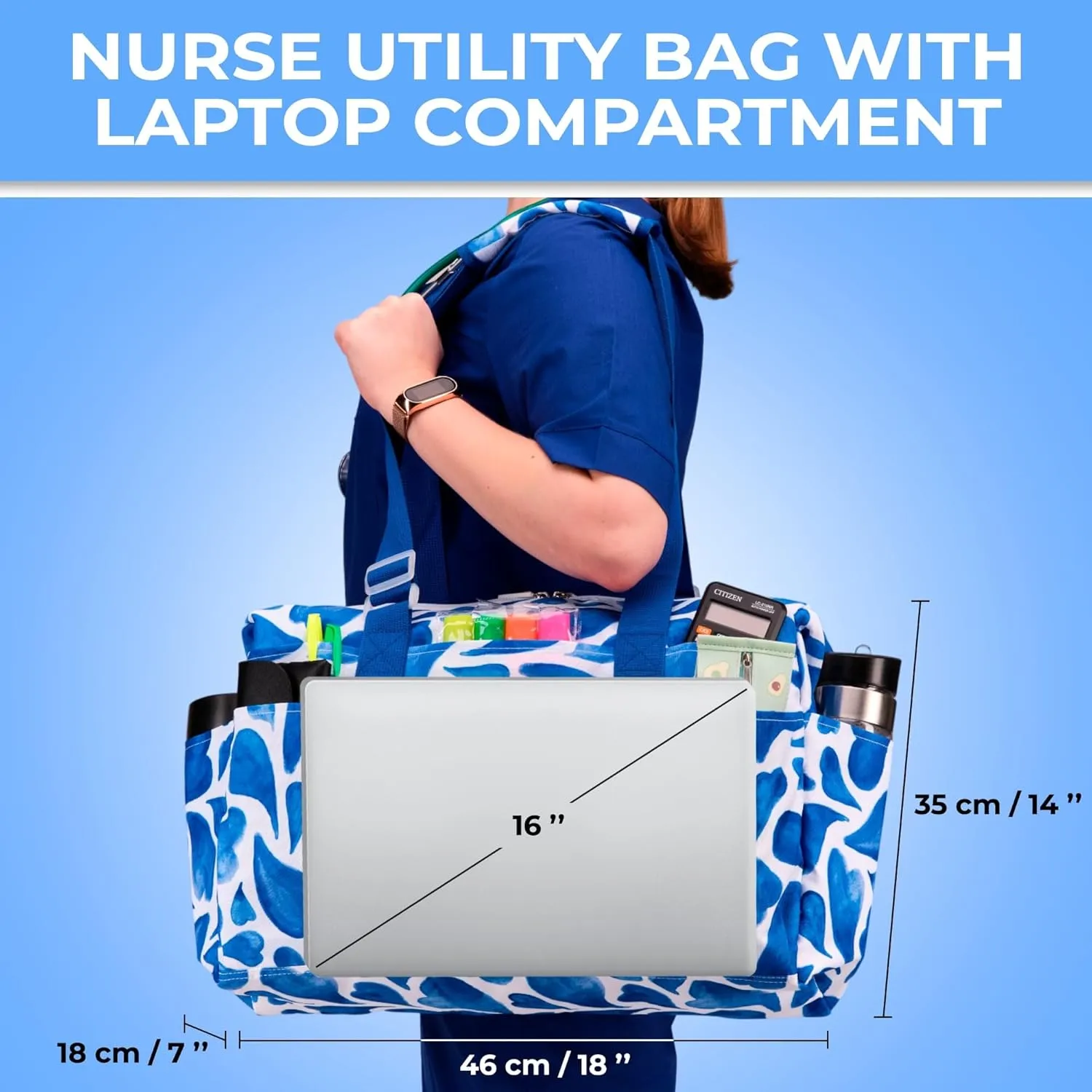 SHYLERO Nurse Bag with 21 Pockets - Big, Waterproof Medical Utility Tote for Daily Use