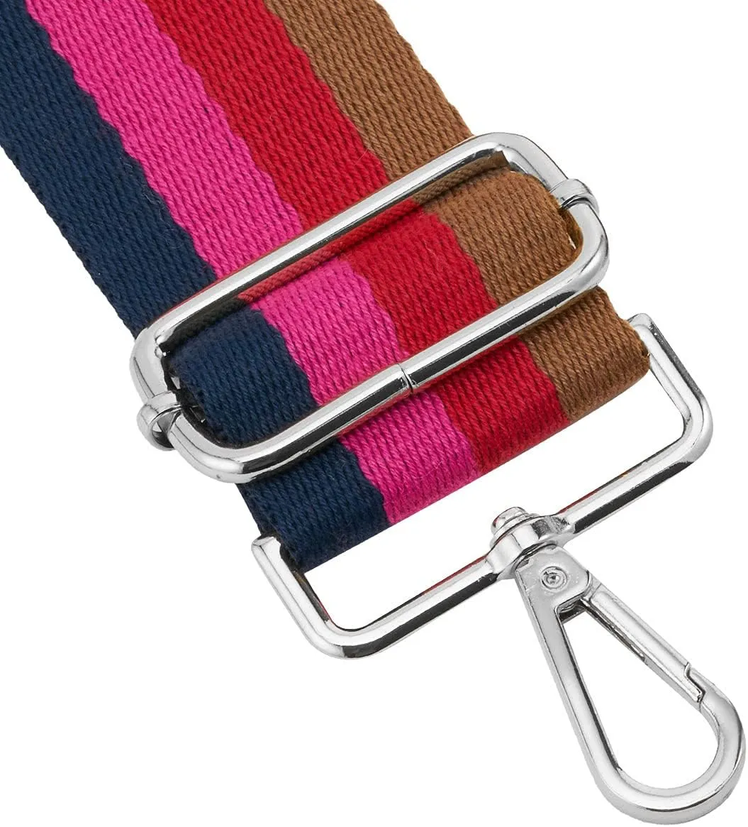 Silvery Buckles Wide Shoulder Strap Adjustable Replacement Belt Crossbody Canvas Bag Handbag