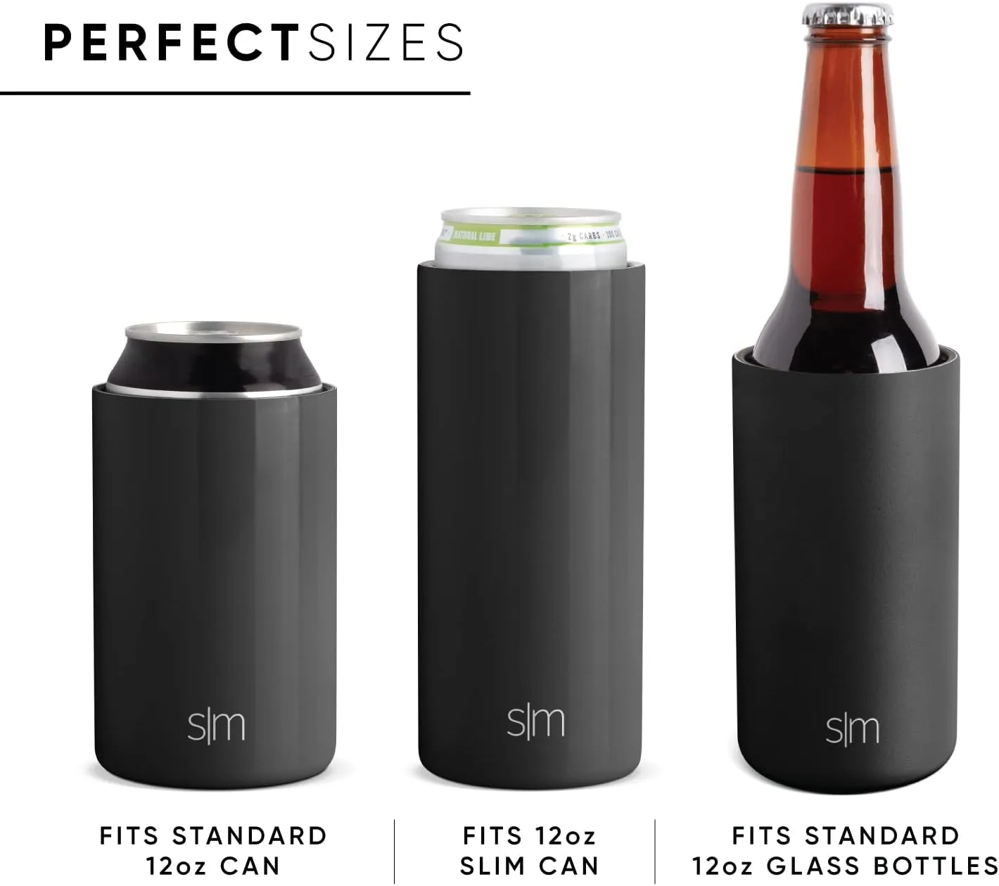 Simple Modern Skinny Can Cooler for Slim Beer and Hard Selzer | Vacuum Insulated Stainless Steel Drink Sleeve Holder Gift for 12oz Slim Cans | Ranger Collection | Midnight Black