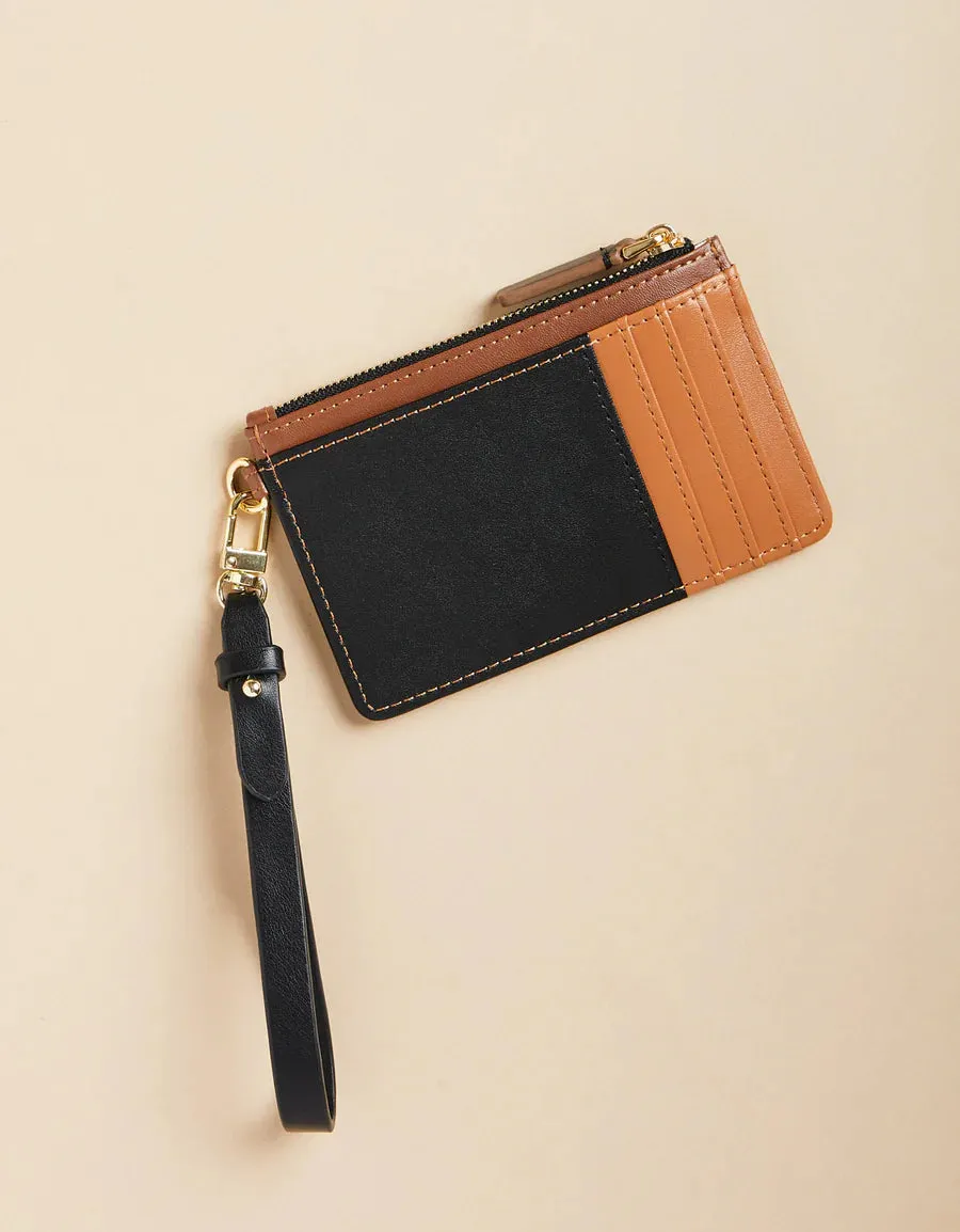 Slim Card Coinpurse - Black Brown Color Block