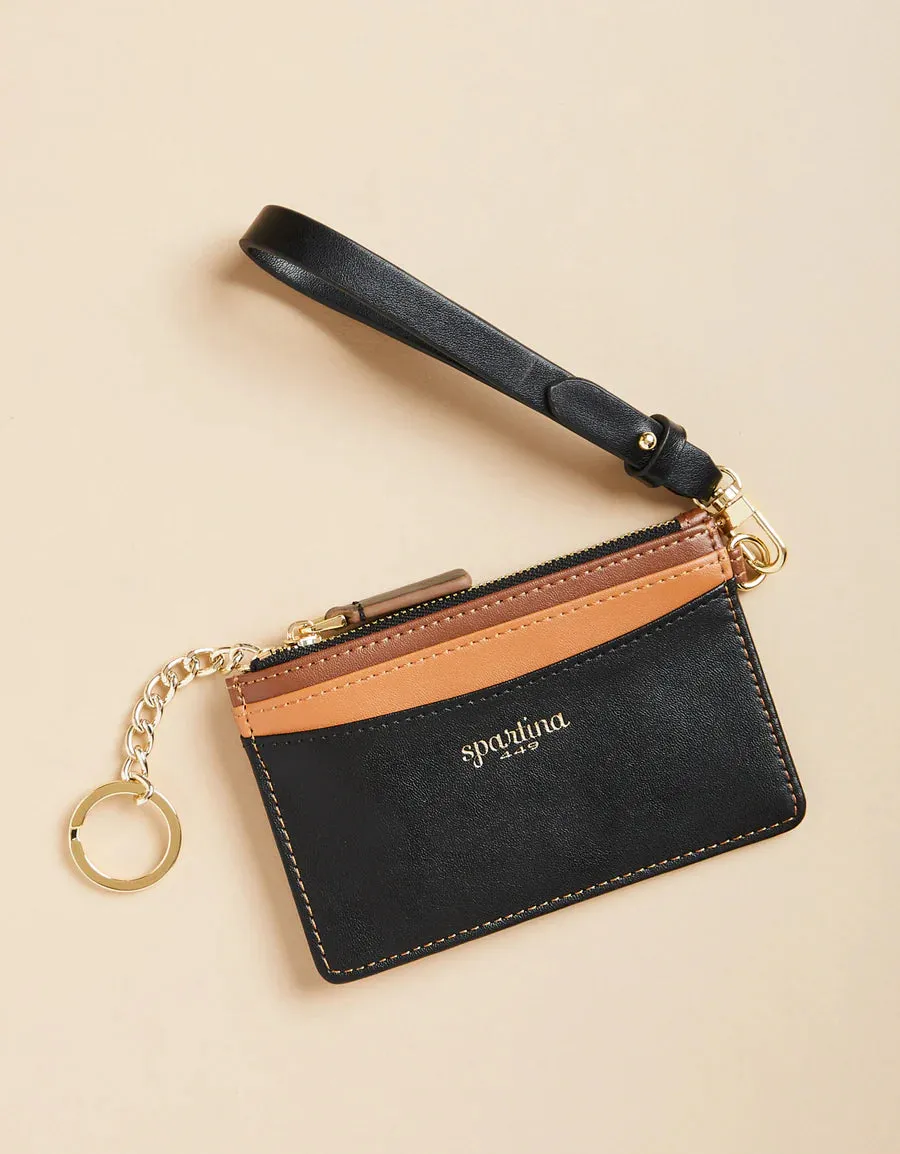Slim Card Coinpurse - Black Brown Color Block