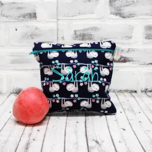 Sloth with Flowers Personalized Reusable Food Bag