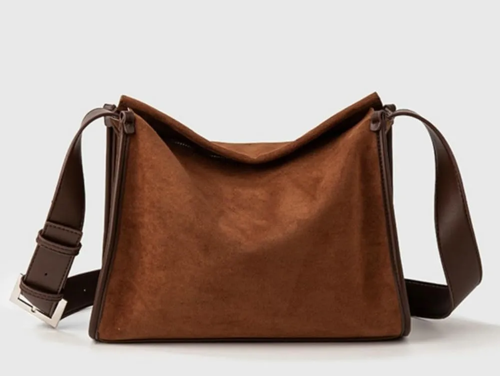 Slouchy Suede Boston Bag Women Crescent Satchels Shoulder Bag Cute Crossbody Purse Trendy Top-handle Travel Tote Handbag