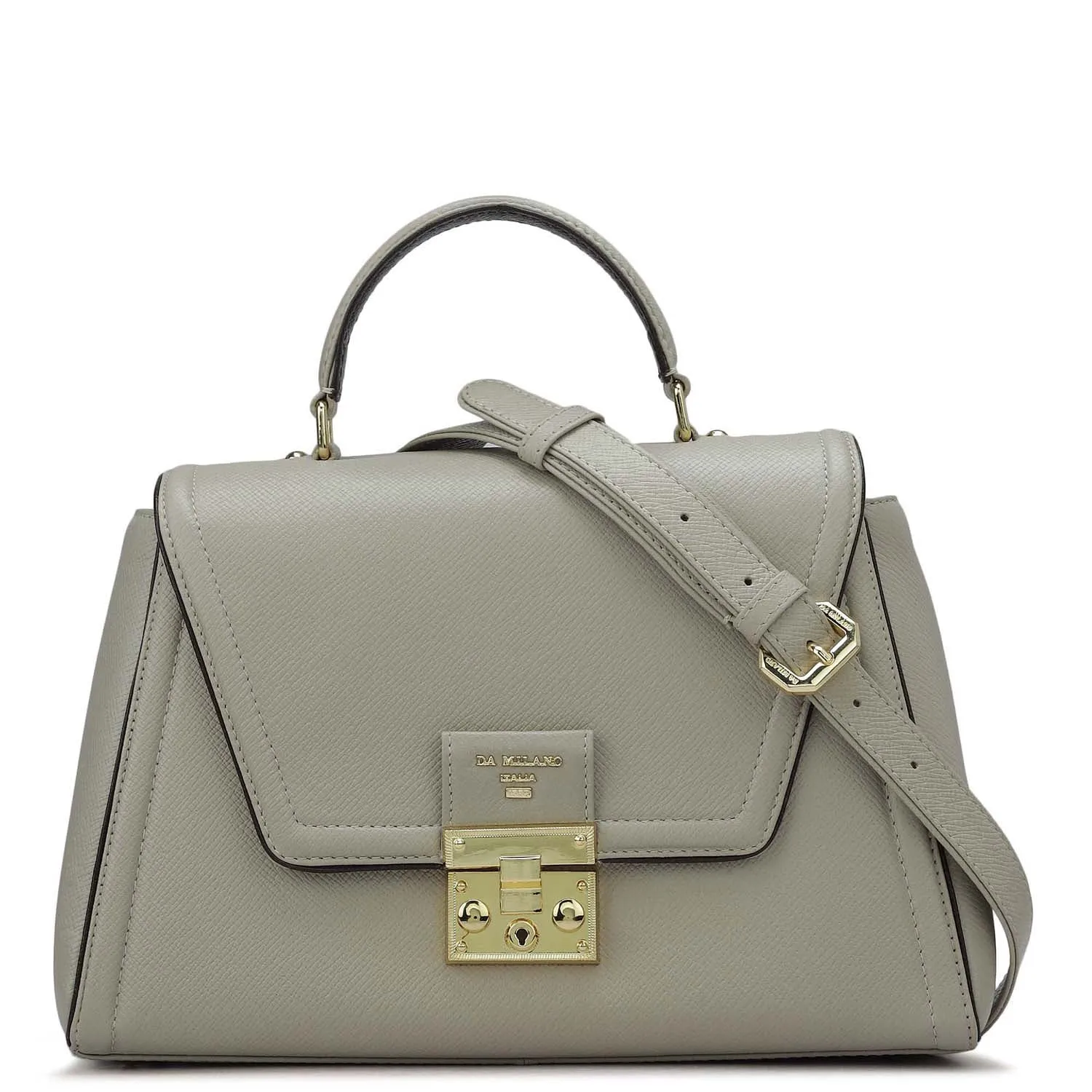 Small Franzy Leather Satchel - Chalk
