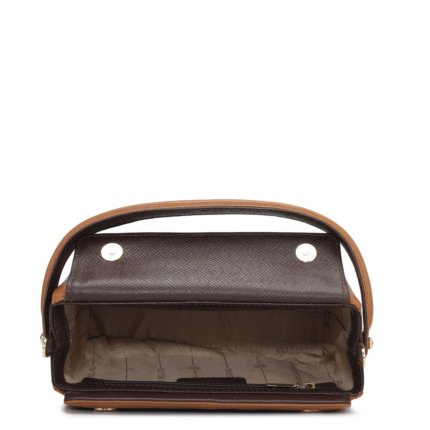 Small Monogram Leather Satchel - Chocolate