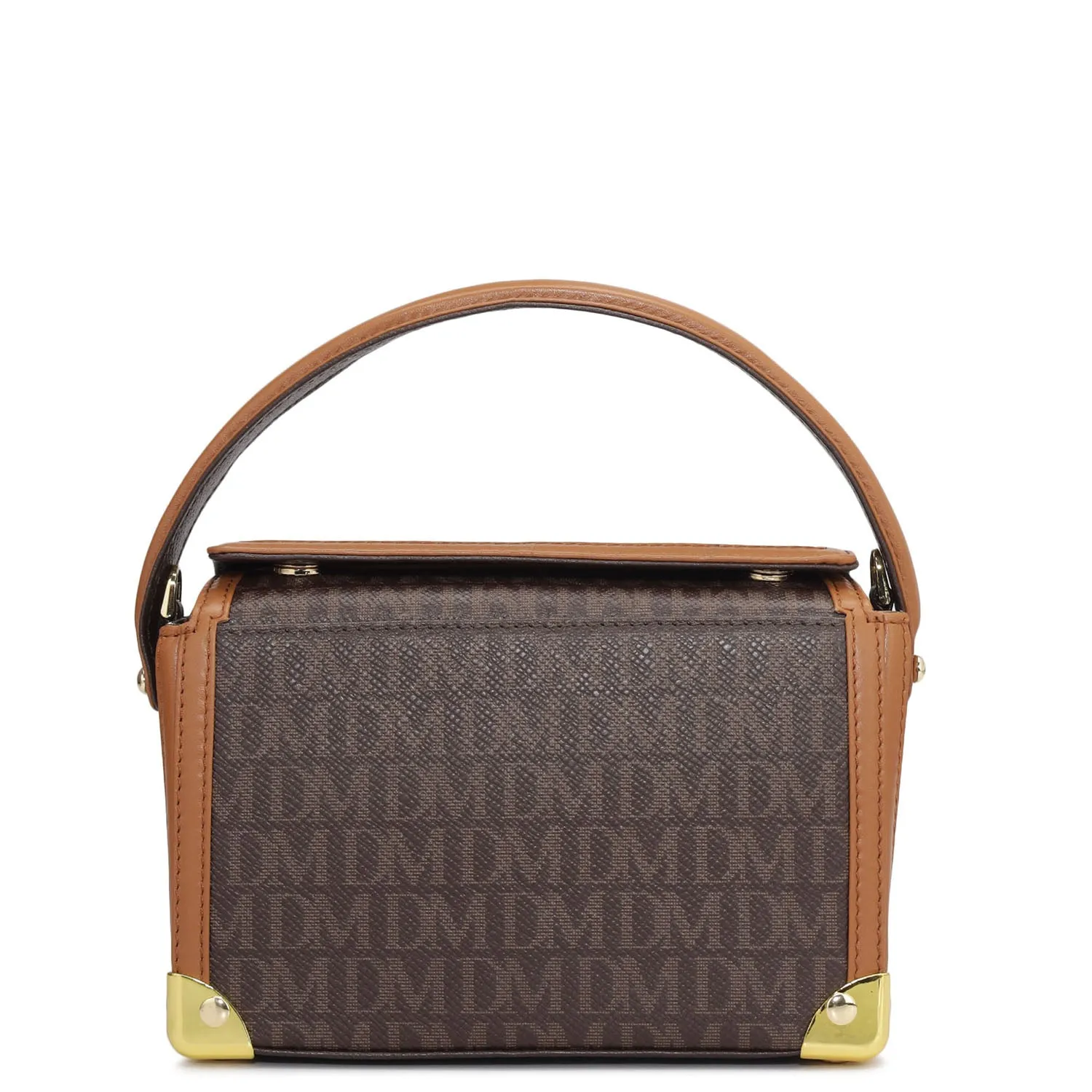 Small Monogram Leather Satchel - Chocolate