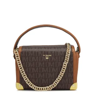 Small Monogram Leather Satchel - Chocolate