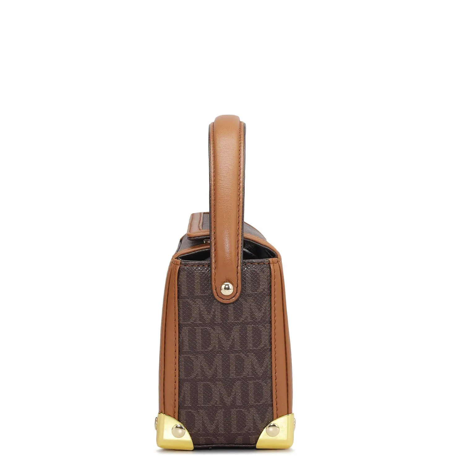 Small Monogram Leather Satchel - Chocolate