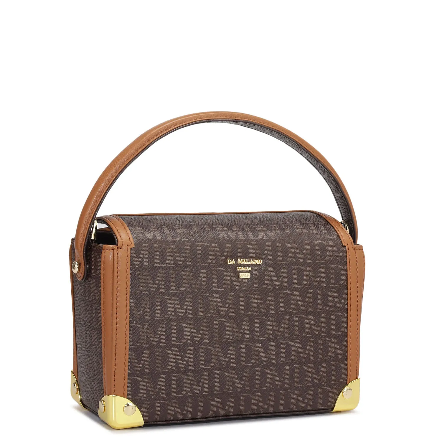 Small Monogram Leather Satchel - Chocolate