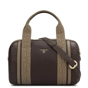 Small Wax Leather Satchel - Chocolate