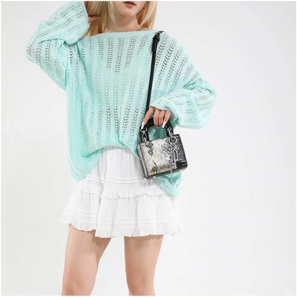 Snakeskin Pattern Mini Square Bag for Women, PU Leather Top Handle Clutches Crossbody Purse, Chic Key Chain Decor Handbag