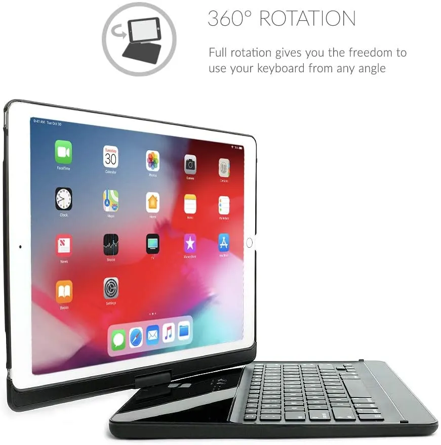 Snugg Ipad 10.2 / Ipad Air 3 (2019) / Ipad Pro 10.5 Keyboard, Wireless Backlit Bluetooth Keyboard Case Cover 360° Degree Rotatable Keyboard for Apple Ipad Pro 10.5" - Black