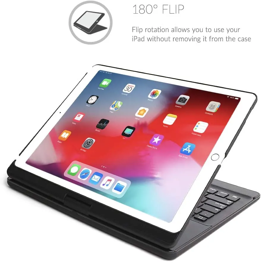 Snugg Ipad 10.2 / Ipad Air 3 (2019) / Ipad Pro 10.5 Keyboard, Wireless Backlit Bluetooth Keyboard Case Cover 360° Degree Rotatable Keyboard for Apple Ipad Pro 10.5" - Black