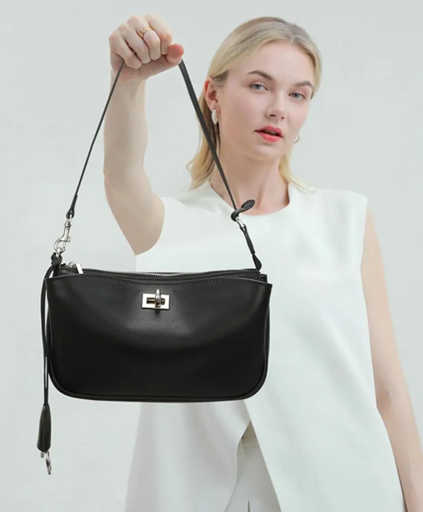 Soft Vegan Leather Shoulder Bag for Women Small Trendy Handbags Tote Purse Top Handle Satchels with Buckle 2025