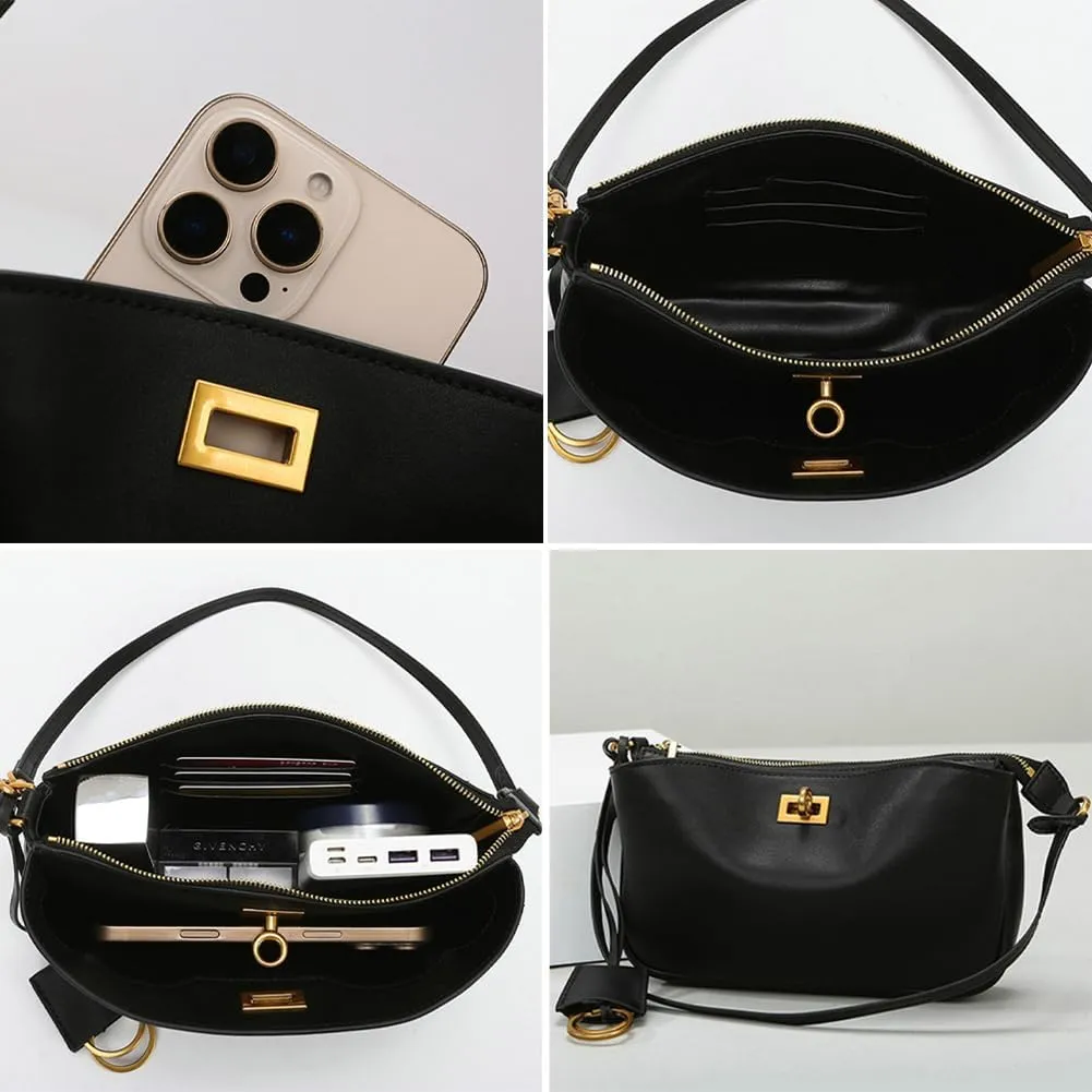 Soft Vegan Leather Shoulder Bag for Women Small Trendy Handbags Tote Purse Top Handle Satchels with Buckle 2025