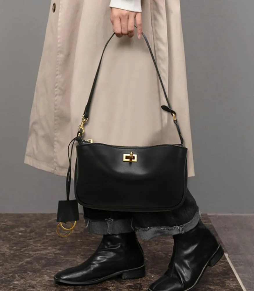 Soft Vegan Leather Shoulder Bag for Women Small Trendy Handbags Tote Purse Top Handle Satchels with Buckle 2025