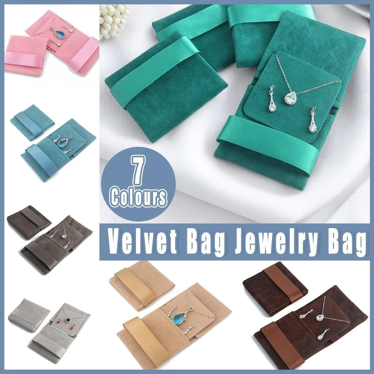 Soft Velvet Jewelry Bag 7Colors 5PCS