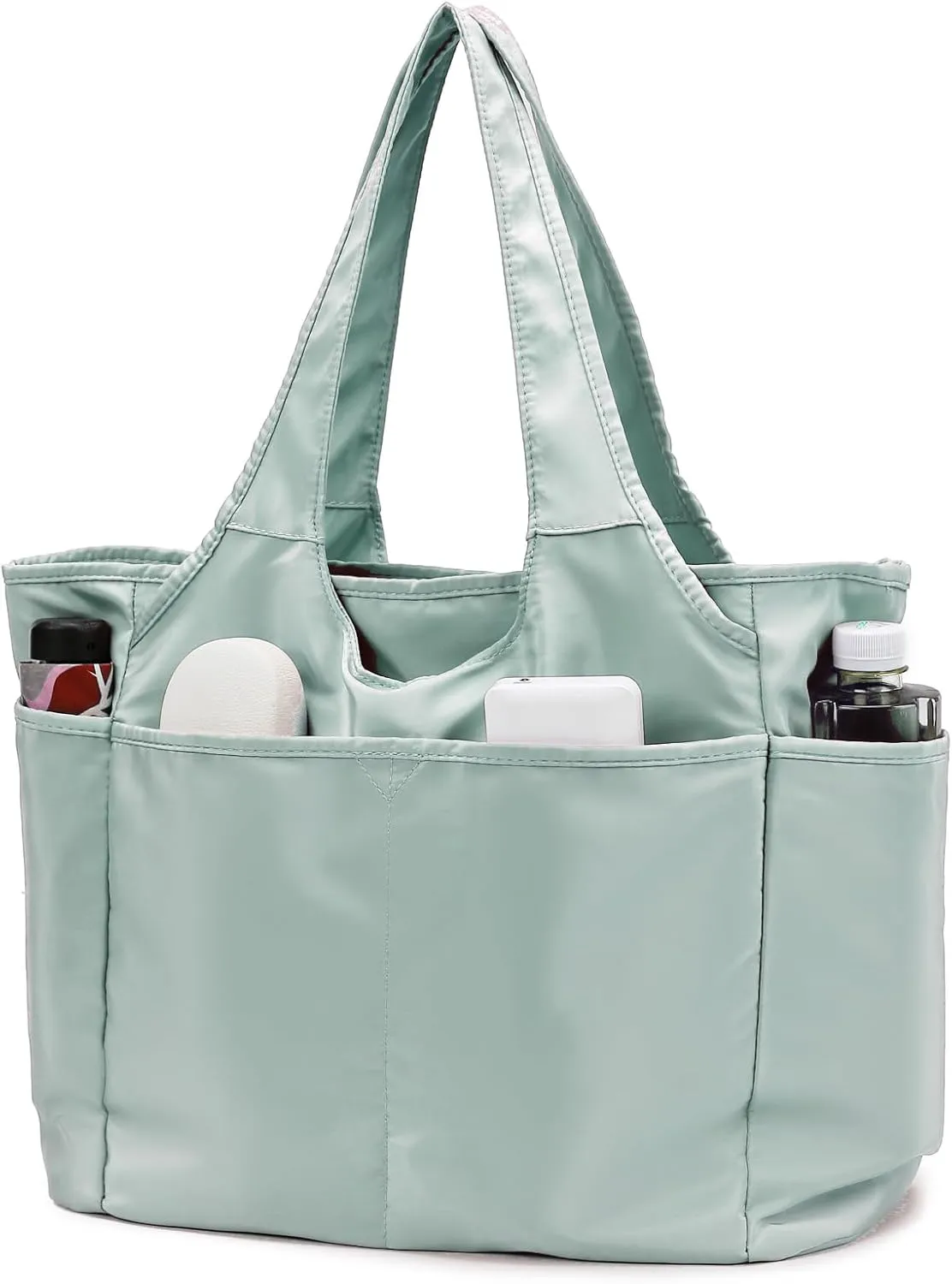 SOYMWIN Tote Bag for Women,Large Tote Bag with Compartments and Multiple Pockets,Quilted Shoulder Bag for Travel Work Sports