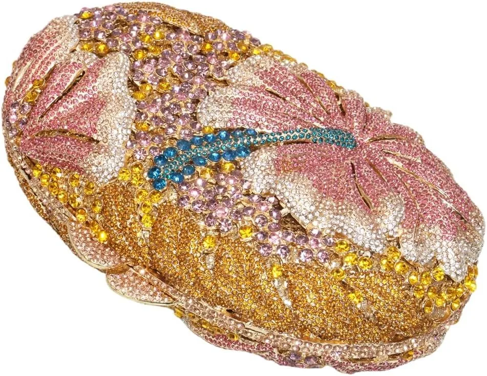 Sparkly Crystal Evening Clutch Luxury Flower Rhinestone Evening Bags Wedding Formal Party Handbags Purses