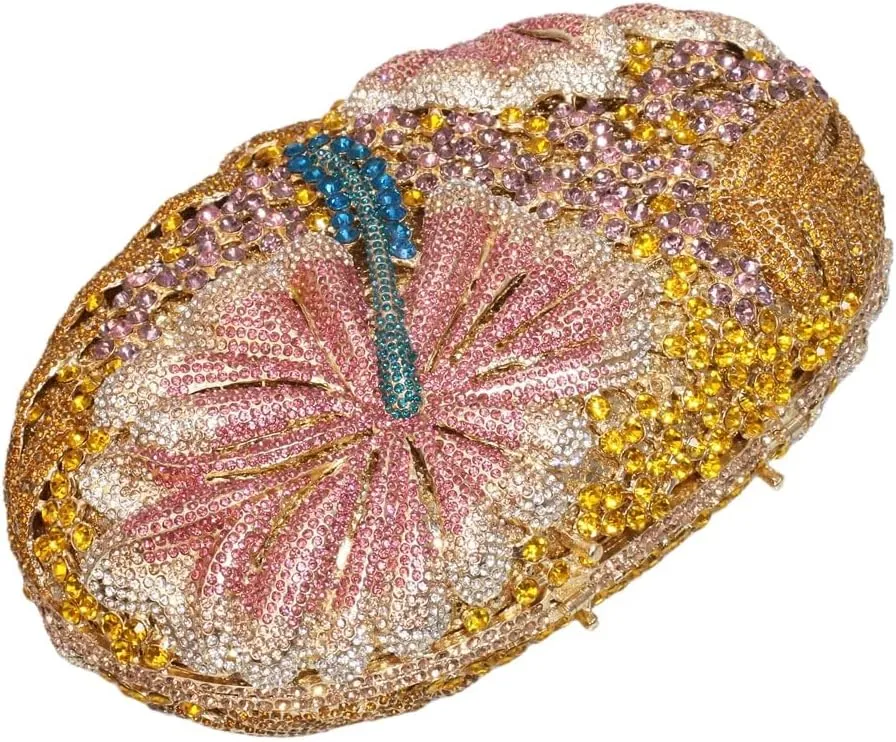 Sparkly Crystal Evening Clutch Luxury Flower Rhinestone Evening Bags Wedding Formal Party Handbags Purses