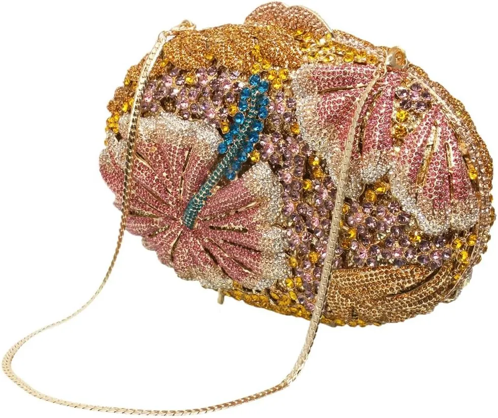 Sparkly Crystal Evening Clutch Luxury Flower Rhinestone Evening Bags Wedding Formal Party Handbags Purses