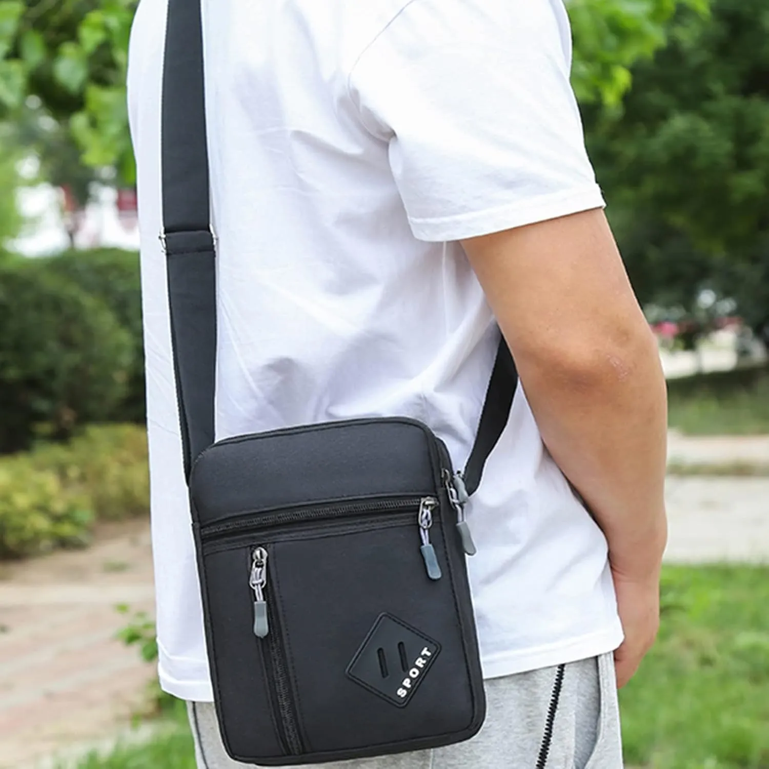 Spring Summer Winter Season Zipper Mens Mini Canvas Single Shoulder Side Bags Sport Messenger Bag Mini (Blue, One Size)