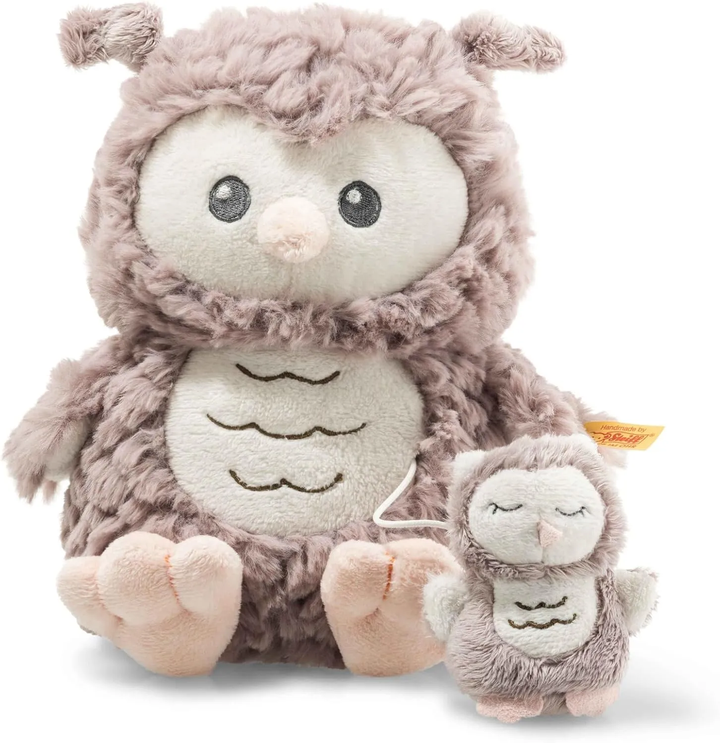 Steiff Ollie Owl, Premium Owl Musical Stuffed Animal, 0-6 or 6-12 Months, Baby Musical Toys, Baby Pull Toy for Babies, Soft Cuddly Friends (Rosé Brown, 8")