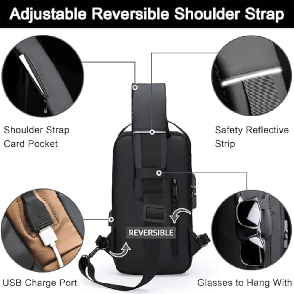 Streamline Anti-Theft Sling Bag, Anti-Theft Crossbody Charging Bag with USB Port,Suitable for Daily Commuting