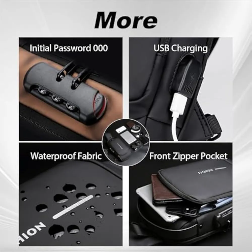 Streamline Anti-Theft Sling Bag, Anti-Theft Crossbody Charging Bag with USB Port,Suitable for Daily Commuting