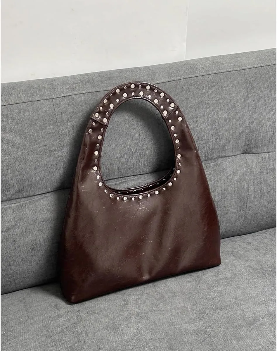 Studded Purses Y2k Shoulder Bag 90s Punk Designer Handbags 2000s Women Vegan Leather Small Shoulder Purse Streetwear