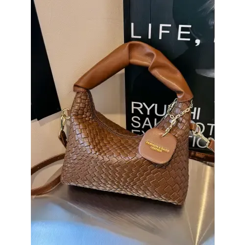 Stylish Leather Woven Crossbody Bags with Twisted Handles