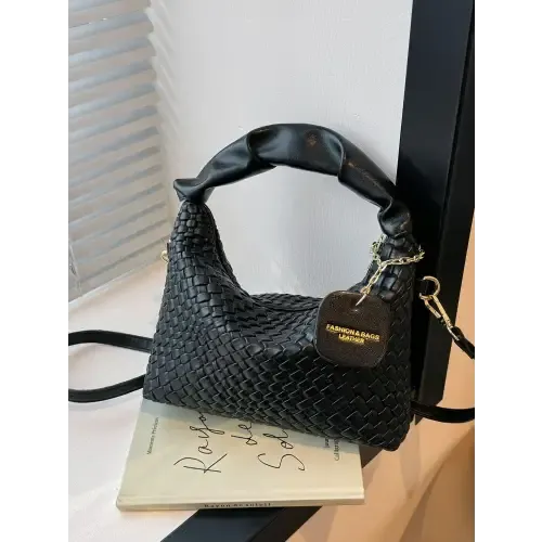Stylish Leather Woven Crossbody Bags with Twisted Handles