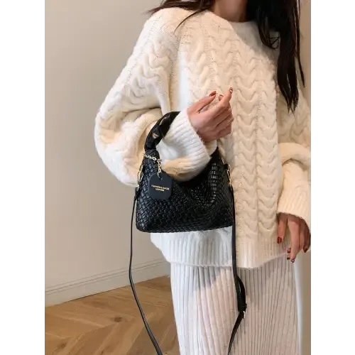 Stylish Leather Woven Crossbody Bags with Twisted Handles